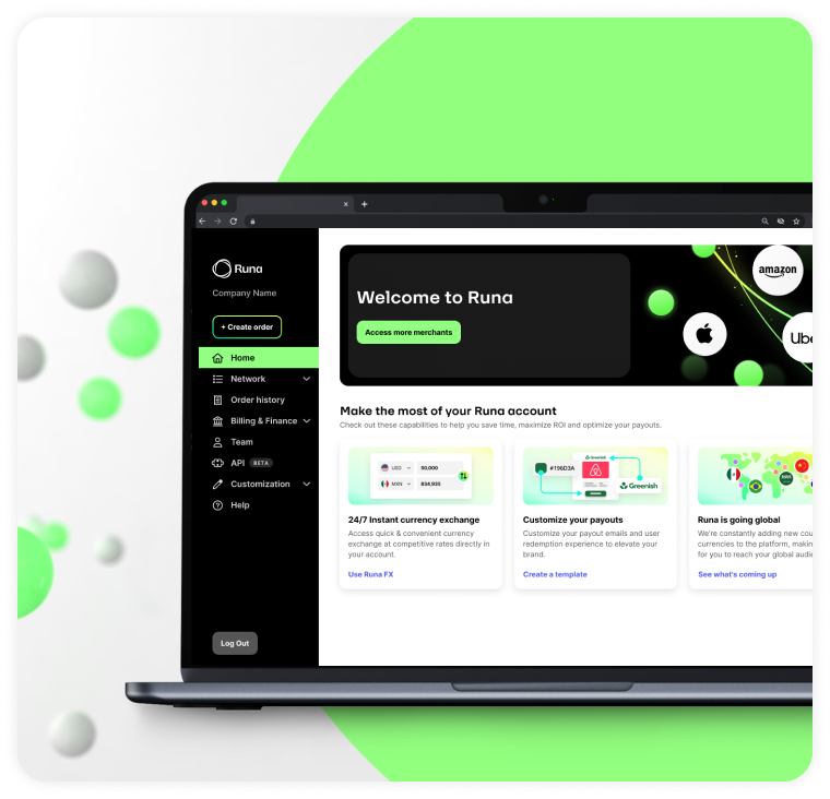 Manage your payouts seamlessly in the Runa Portal