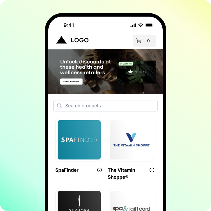 Runa shop employee perks gift card site on phone
