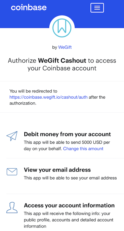 wegift coinbase buy gift cards with crypto example authorize